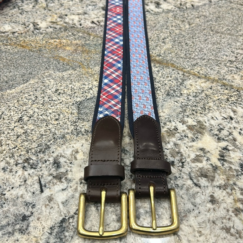 Lot of 2 vineyard vines men’s belts size 32